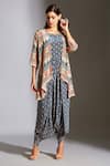 Soup by Sougat Paul_Blue Crepe Round Printed Jumpsuit With Jacket _Online_at_Aza_Fashions
