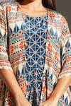 Soup by Sougat Paul_Blue Crepe Round Printed Jumpsuit With Jacket _at_Aza_Fashions