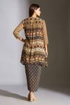 Shop_Soup By Sougat Paul_Blue Crepe Round Printed Dress With Jacket _at_Aza_Fashions