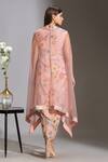 Shop_Soup by Sougat Paul_Pink Crepe Round Printed Dress With Cape _at_Aza_Fashions