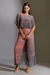 Buy_Soup By Sougat Paul_Grey Crepe Round Printed Tunic And Pant Set _Online_at_Aza_Fashions