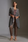 Buy_Soup By Sougat Paul_Beige Chiffon, Satin Round Printed Jacket And Pant Set _at_Aza_Fashions
