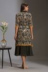 Shop_Soup By Sougat Paul_Black Crepe, Sequins Fabric Mandarin Collar Striped Dress With Jacket _at_Aza_Fashions