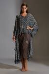 Buy_Soup By Sougat Paul_Black Crepe, Chiffon V Neck Draped Dress With Asymmetric Tunic _at_Aza_Fashions