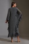 Shop_Soup By Sougat Paul_Black Crepe, Chiffon V Neck Draped Dress With Asymmetric Tunic _at_Aza_Fashions