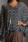 Soup By Sougat Paul_Black Crepe, Chiffon V Neck Draped Dress With Asymmetric Tunic _at_Aza_Fashions