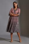 Buy_Soup By Sougat Paul_Pink Muslin Slub Notched Collar Printed Overlap Dress _Online_at_Aza_Fashions