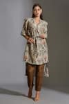 Buy_Soup by Sougat Paul_Beige Linen Notched Collar Printed Tunic And Pant Set _at_Aza_Fashions