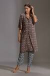 Buy_Soup By Sougat Paul_Blue Double Georgette Notched Collar Printed Tunic And Pant Set _Online_at_Aza_Fashions