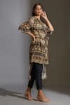 Buy_Soup By Sougat Paul_Beige Twill, Linen Notched Collar Printed Tunic And Pant Set _Online_at_Aza_Fashions