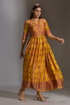 Soup by Sougat Paul_Yellow Malaysian Silk Round Printed Dress With Jacket _Online_at_Aza_Fashions