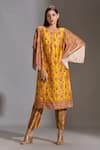 Shop_Soup By Sougat Paul_Yellow Malaysian Silk Round Embroidered Kurta And Pant Set _Online_at_Aza_Fashions