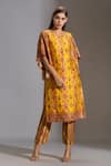 Buy_Soup By Sougat Paul_Yellow Malaysian Silk Round Embroidered Kurta And Pant Set _Online_at_Aza_Fashions
