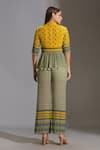 Shop_Soup By Sougat Paul_Yellow Crepe Mandarin Collar Printed Top And Palazzo Set _at_Aza_Fashions