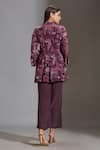 Shop_Soup By Sougat Paul_Purple Crepe Mandarin Collar Printed Top And Palazzo Set _at_Aza_Fashions
