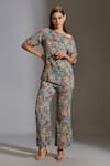 Buy_Soup By Sougat Paul_Blue Sequins Fabric Asymmetric Embroidered Top And Pant Set _Online_at_Aza_Fashions