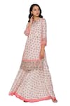 Buy_Soup By Sougat Paul_Pink Chiffon Round Printed Kurta And Sharara Set _at_Aza_Fashions