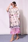 Buy_Soup By Sougat Paul_Purple Net, Cotton Silk Round Printed Kaftan And Skirt Set _Online_at_Aza_Fashions