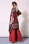 Shop_Soup By Sougat Paul_Red Cotton Silk Square Neck Printed Kaftan With Jumpsuit _at_Aza_Fashions