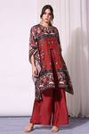 Buy_Soup By Sougat Paul_Red Cotton Silk Square Neck Printed Kaftan With Jumpsuit _at_Aza_Fashions