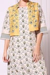 Shop_Soup By Sougat Paul_Yellow Tussar Round Printed Jacket And Kurta Set _Online_at_Aza_Fashions