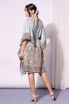 Shop_Soup By Sougat Paul_Blue Cotton Silk V Neck Printed Kaftan  _at_Aza_Fashions
