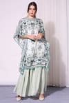 Buy_Soup By Sougat Paul_Green Cotton Silk Round Printed Kaftan And Pant Set _at_Aza_Fashions