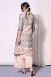 Shop_Soup By Sougat Paul_Blue Chanderi Round Printed Jacket And Pant Set _at_Aza_Fashions