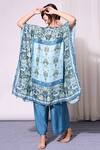 Buy_Soup By Sougat Paul_Blue Cotton Silk Round Printed Kaftan And Pant Set _at_Aza_Fashions