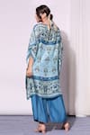 Shop_Soup By Sougat Paul_Blue Cotton Silk Round Printed Kaftan And Pant Set _at_Aza_Fashions