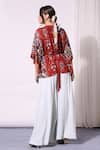 Shop_Soup by Sougat Paul_Red Cotton Silk Embroidery V Neck Printed Kaftan And Pant Set_at_Aza_Fashions