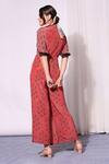 Shop Soup By Sougat Paul Red Crepe V Neck Printed Jumpsuit at Aza Fashions Shop_Soup By Sougat Paul_Red Crepe V Neck Printed Jumpsuit _at_Aza_Fashions