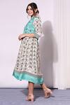 Shop_Soup by Sougat Paul_White Tussar Embroidery Dress Round Jacket Mandarin Collar Printed With _at_Aza_Fashions