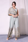 Buy_Soup By Sougat Paul_Blue Cotton Silk Round Printed Jumpsuit _at_Aza_Fashions