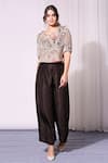 Buy_Soup By Sougat Paul_Beige Twill, Sequence Round Printed Top And Pant Set _at_Aza_Fashions