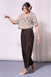 Soup By Sougat Paul_Beige Twill, Sequence Round Printed Top And Pant Set _Online_at_Aza_Fashions