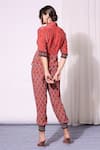 Shop_Soup By Sougat Paul_Red Crepe Collared Neck Printed Top And Pant Set _at_Aza_Fashions