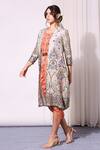 Buy_Soup by Sougat Paul_Blue Cotton Silk Printed Dress With Jacket_Online_at_Aza_Fashions
