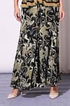 Shop_Soup By Sougat Paul_Black Crepe, Cotton Silk V Neck Printed Peplum Top And Skirt Set _Online_at_Aza_Fashions