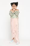 Buy_Soup by Sougat Paul_Pink Chiffon Draped Skirt Set  _at_Aza_Fashions