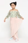 Shop_Soup by Sougat Paul_Pink Chiffon Draped Skirt Set  _at_Aza_Fashions