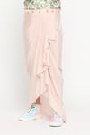 Soup by Sougat Paul_Pink Chiffon Draped Skirt Set  _Online_at_Aza_Fashions