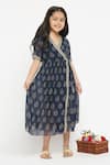Soup By Sougat Paul_Blue Chiffon Embroidery Printed Dress _Online_at_Aza_Fashions