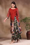 Soup By Sougat Paul_Red Malaysian And Cotton Round Printed Kurta With Skirt _Online_at_Aza_Fashions