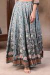 Shop_Soup by Sougat Paul_Green Muslin Slub Round Printed Lehenga With Jacket _Online_at_Aza_Fashions