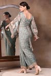 Soup by Sougat Paul_Green Glitter Fabric Round Printed Draped Saree Gown_Online_at_Aza_Fashions
