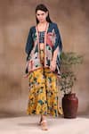 Buy_Soup By Sougat Paul_Yellow Printed Open Jacket And Flared Pant Set _at_Aza_Fashions