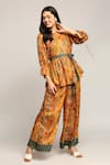 Soup By Sougat Paul_Yellow Satin Batik Prints Round Pant Set _Online_at_Aza_Fashions
