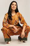 Buy_Soup By Sougat Paul_Yellow Satin Batik Prints Round Pant Set _Online_at_Aza_Fashions
