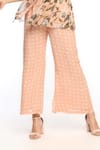 Shop_Soup By Sougat Paul_Peach Georgette Floral Motifs Mandarin Collar Bloom Print Pant And Tunic Set _Online_at_Aza_Fashions